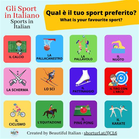 gli sport in italiano